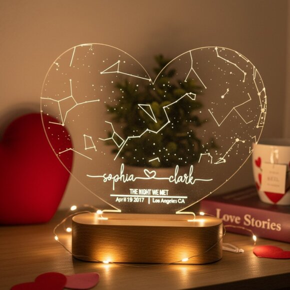 Couples Custom Star Map | Date & Location Night Light for Her - Picture 8 of 8